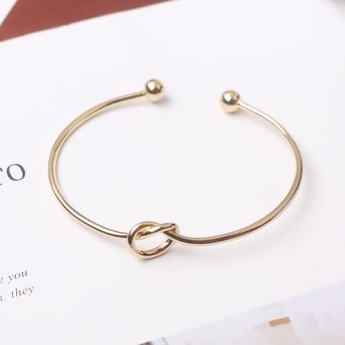 New Trendy Round Circular Open Knot Cuff Bangle Bracelets For Women Elegant Gold Color Noeud Armband Pulseiras Girl Jewelry