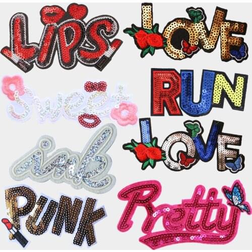 Alphabet Sticker Letter Patches For Jackets Backpack Love Sequin English Embroidery Patch DIY Needlework Accessories For Sewing