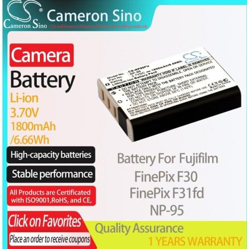 CameronSino Battery for Fujifilm FinePix F30 FinePix F31fd fits Ricoh DB-90 camera battery 1800mAh/6.66Wh 3.70V Li-ion Black