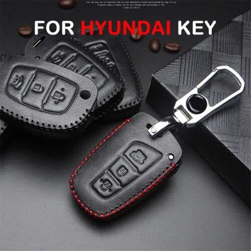 Car Logo Keyring Leather Anti-dust Car Key Case For Hyundai I30 Tucson Accent I20 Solaris Creta Elantra Car Keychain Key Cover