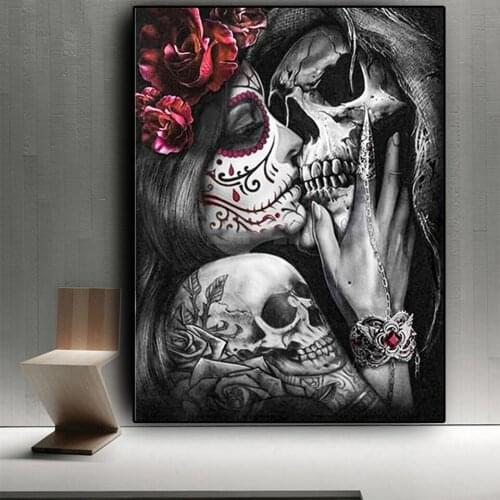 Skull girl Woman halloween Diamond Embroidery Handmade Full drill Square 5d Diy Diamond Painting Picture of Rhinestones