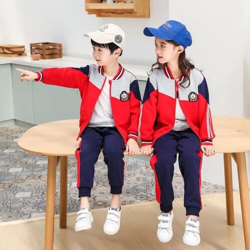 Childrens clothing new spring and autumn boys and girls sports suits kindergarten school uniforms class uniforms primary and se