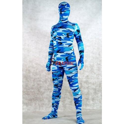 Custom Zentai Body Suit Crossdressing Camouflage Pattern 4 Types Catsuit Women Full Body Cat Suit Men Lycra Zentai Fetish Wear