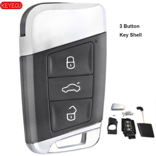 Keyecu Remote Key Shell Case Fob 3 Button Replacement for Volkswagen Magotan 2017-2018