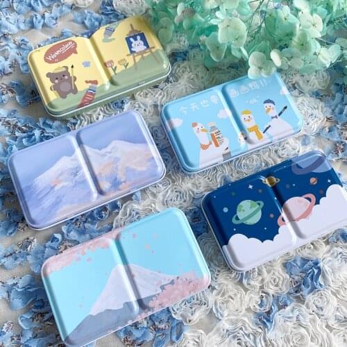Watercolor paint box 12/24 color sub-packing box empty box flat bottom acrylic paint box painting portable box