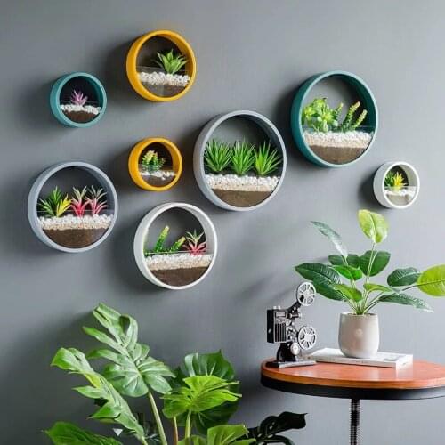 Round Planter Pot Wall Hanging Decor Container, Plant Holder Vase Home Decoration，Great for Succulent Cactus, Air Plant，etc