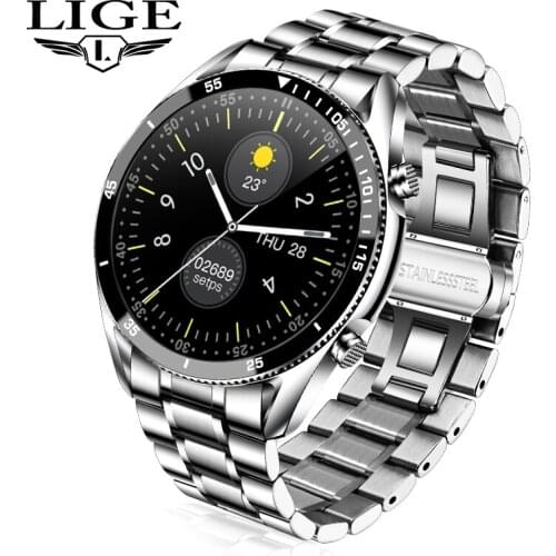 LIGE 2021 New Smart Watch Men Full Touch Screen Sports Fitness Watch IP67 Waterproof Bluetooth For Android Ios Smartwatch Mens