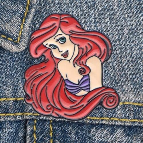 LT1125 Mermaid Enamel Pin Movie Brooches Bag Lapel Pin Cartoon Holiday Badge backpacks Decoration Jewelry Gift Accessories