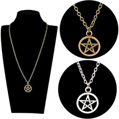 Fashion Israel Style Women Men Round Hollow Star Pentagram Pendant Necklace Punk Long Clavicle Chain Xmas Gift Cool Jewelry 45cm