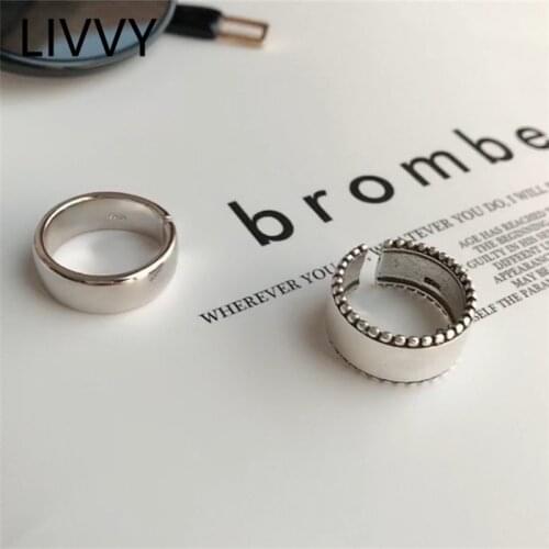LIVVY Silver Color Fashion Round Shape Silver Ring Open Finger Ring For Women Party Jewelry Gift 2021 Trend