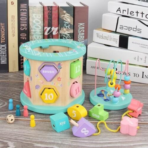 Montessori Around Bead Maze Shape Cartoon Clock Early Learning Educational Toys Baby Wooden Montessori Toys Children Games Toys