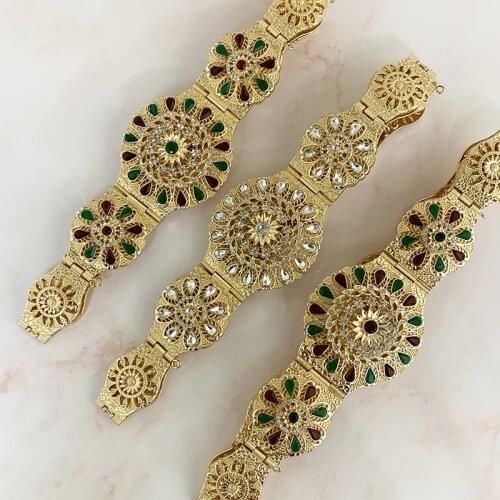 New Hollow-Flower Wedding Dress Belt With Sunflower Petals Crystal Waist Chain Metal Gold Belt