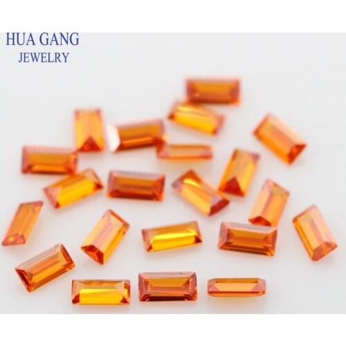 Orange Rectangle Shape Step Cut CZ Stone Synthetic Gems Cubic Zirconia For Jewelry Size 1.5x2~3x5mm Free Shipping