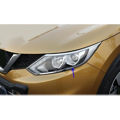 Fit For Nissan Qashqai 2016 2017 2018 Car Cover Styling Detector ABS Chrome Front Light Lamp Trim Frame 2pcs/SET Accessories