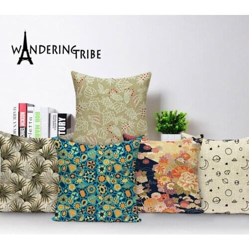 Flower Pillows Case Vintage Cushions Home Decor Bed Colorful Cushion Cover Plant Kissen Case Lavender Decorative Cushion Covers