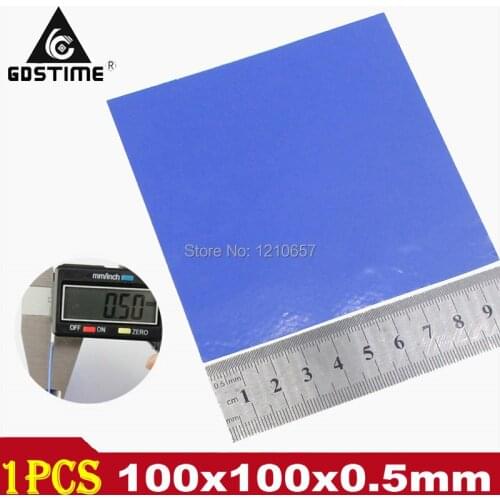 1pieces Lot Blue 100mm x 100mm x 0.5mm Computer GPU CPU VGA Conductive Silicone Thermal Pad