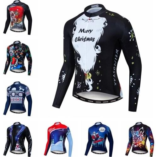 Weimostar Christmas Cycling Jersey Men Long Sleeve Autumn MTB Bike Jersey Tops Spring Road Bicycle Jacket Cycling Wear Clothes