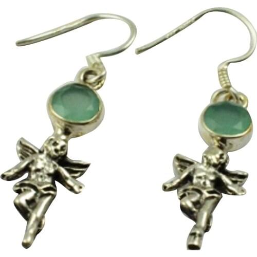 LoveGem Genuine Chalcedony EARRINGS 925 Sterling Silver Jewelry, 38.7mm, AE2302