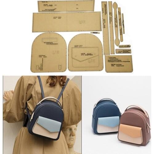 DIY Leather Backpack Kraft Paper Template Handmade Shoulder Bag Sewing Design Stencils Leather Craftwork Supplies