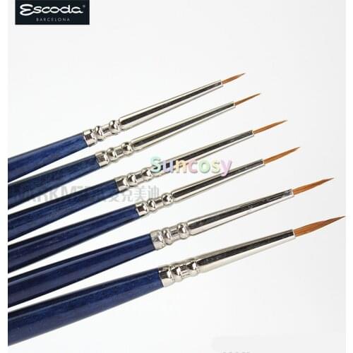 Escoda Optimo Series 1210 Kolinsky Sable Watercolor Brush,Reservoir Liner,short Blue Lacquered Wood Handle , for Detail Painting