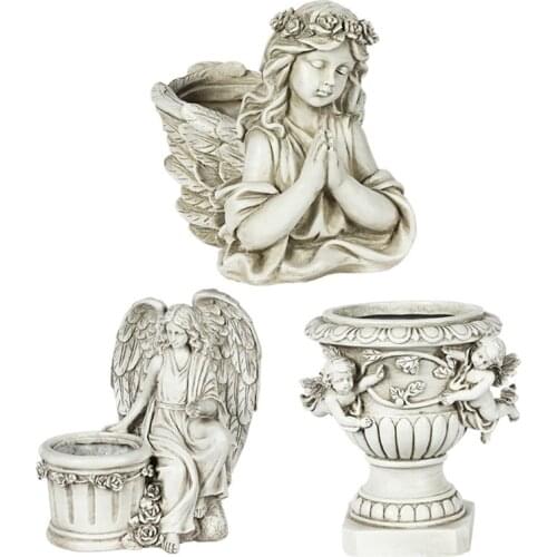 Fairy Garden Angel Planter Pot Figurines Accessories for Outdoor Garden Decor J0PC