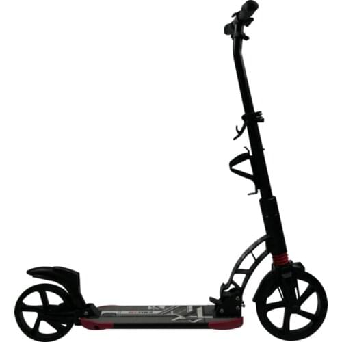 Adult scooter, two wheel foldable scooter with shock absorption, adjustable armrest, rubber wheel, maximum load 150kg