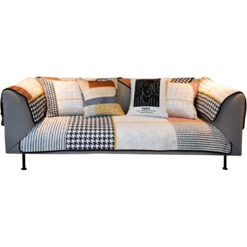 High-End Summer Sofa Cushion Four Seasons Non-Slip Nordic Houndstooth Cushion Sofa Towel