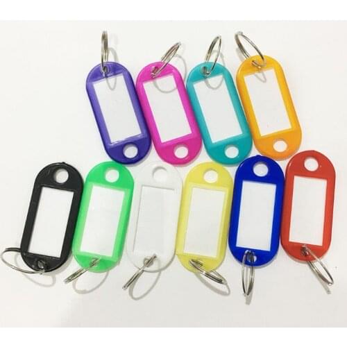 1PC New Colorful Plastic Key Fobs Language ID Tags Labels Key Rings Name Tags With Split Ring For Baggage Key Chains Key Rings