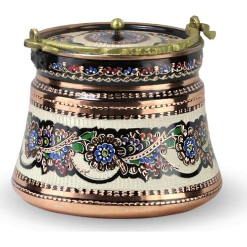 Morya Yogurt Copper Bucket with Lid Handmade Multi Purpose Pot for Stocking Container Utensils Kitchen Accessories 3L