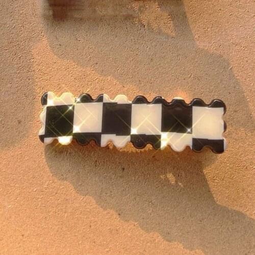 Black And White Grid Wave Word Folder Hair Pins Duckbill Clip Hair Barrette Accessories