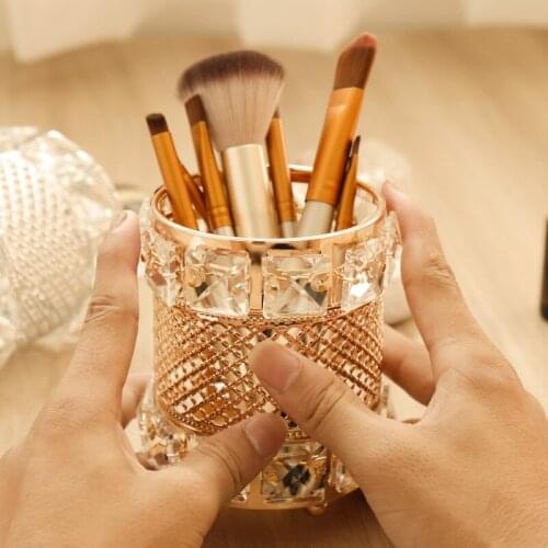 Room organizer makeup organizer jewelry organizer Light luxury crystal makeup brush storage tube jewelry box storage