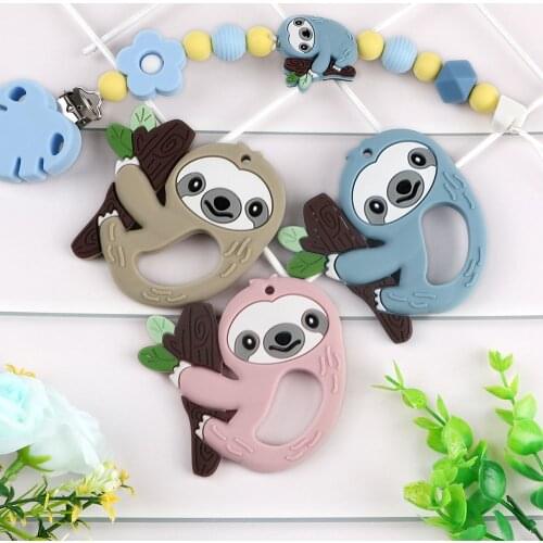 Kovict 1pcs New Sloth Silicone Teether BPA Free Food Grade DIY Teething Toys For Teeth Necklace Baby Teethers Gift