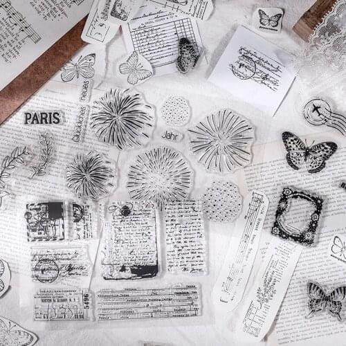 1Pcs Silicone Vintage Butterfly Letter daisy decoration stamp sponge stamps for scrapbooking stationery DIY craft standard stamp