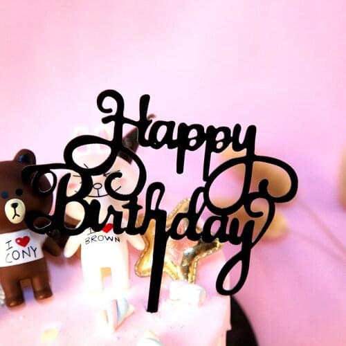 1pcs Golden pink Acrylic Cake Topper Family Birthday party birthday cake flags Upscale Birthday Cupcake Toppers party Decoration