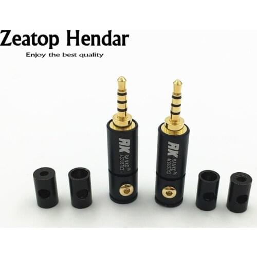 2Pcs Gold Plated 2.5mm 4 Pole Stereo Male Jack Audio Plug Connector DIY Solder Adapter