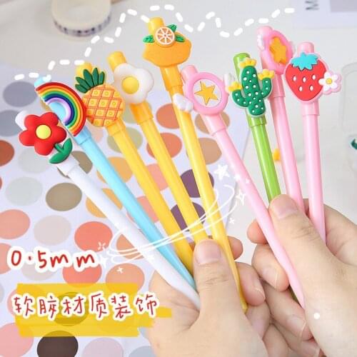 50PCS Korean Version of Ins Cute Cartoon Gel Pen Creative Student Water Pen Writing Tool Office Signature Pen Black Stationary