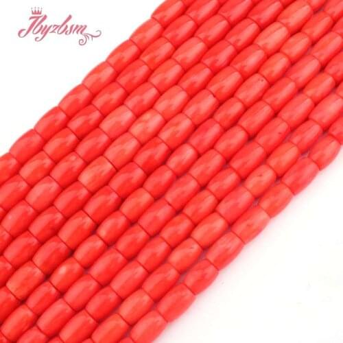 8x10,7x10mm Smooth Column Orange Coral Beads Natural Stone Beads For DIY Necklace Bracelets Jewelry Making 15" Free Shipping