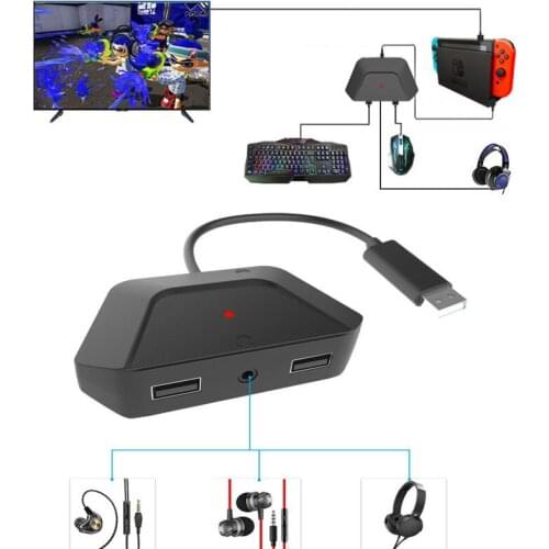 Keyboard and Mouse Converter Adapter with 3.5mm audio Jack Voice Function for Nintendo Switch / PS4 / Xbox One / PS3 / Xbox 360