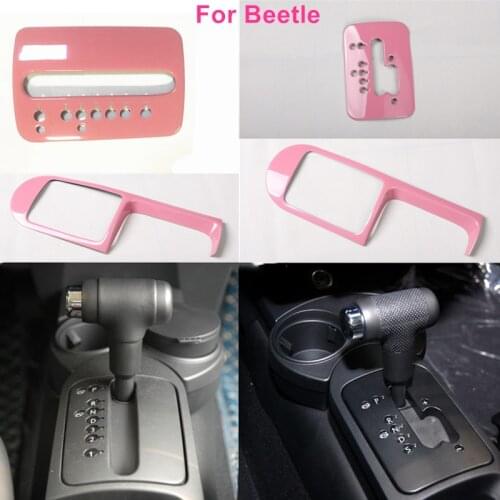 For VW Beetle 2001~2011 Accessories Parts Pink Car Shift Panel Cover Frame Sticker Protection