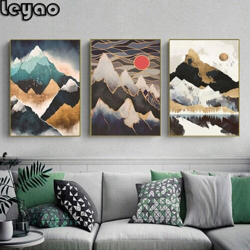 Diamond embroidery Abstract Landscape cross stitch Diy diamond painting sale Mountain Sunrise 3 pieces 3d picture of rhinestone