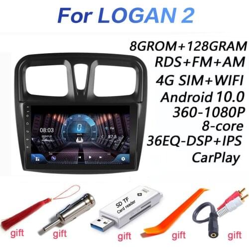 4GRAM+64GROM DSP 2 Din Android 9.0 GO car dvd Multimedia player GPS for Renault Logan 2 Sandero 2 2014 2019 navigatio WiFi BT