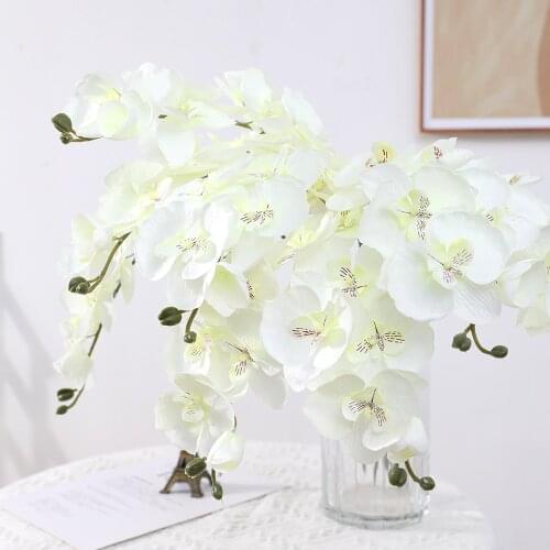 White Orchid Silk Phalaenopsis Flower Artificial Orchids 8 Stems Flowers For Wedding Centerpieces Wedding Reception Decorations