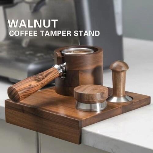 58mm Walnut Wood Coffee Filter Holder Espresso Distributor Tamper Mat Stand Coffee Maker Coffee Accessories Barista Gift