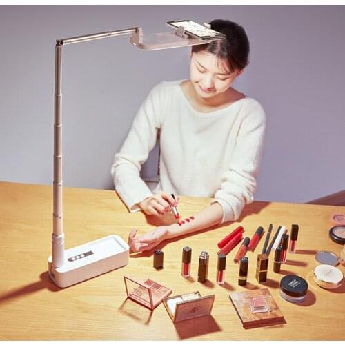 Retractable Remote Control Dimmable LED Live Streaming Phone Holder Portable Selfie Photography Fill Light Phone Stand Holder