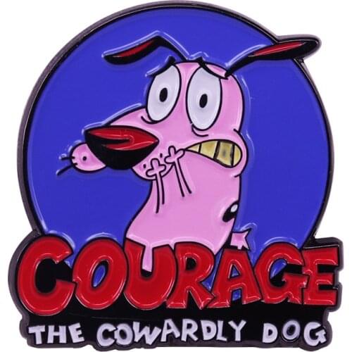 Cowardly dog enamel pin cute cartoon jackets backpack decor