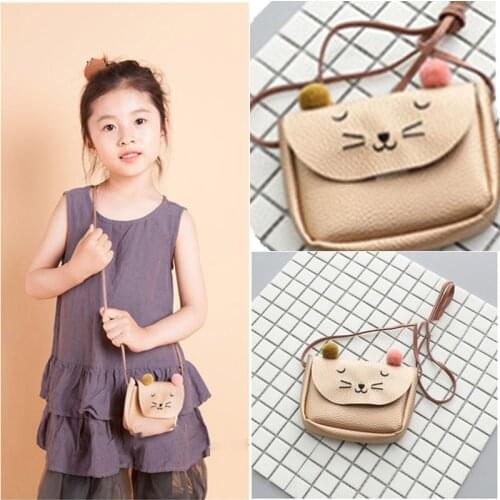 Children Shoulder Bag Mini Cat Ear Messenger Bags Simple Small Square Bag Kids All-Match Key Coin Purse Cute Princess Handbags