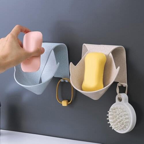 Home No Drilling Bathroom Wall Shower Soap Holder soap box Drain Plate Dish Container Bathroom kitchen supplies
