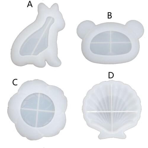 Handmade Cute Dish Resin Mold Jewelry Making Tools Bulldog Shell Bear Flower Plate Silicone Resin Casting Dish Mould
