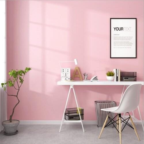 Q QIHANG Nordic Style Solid Color Princess Pink Bedroom Living Room Non-woven Wallpaper Pink Color 10M*0.53M=5.3M2