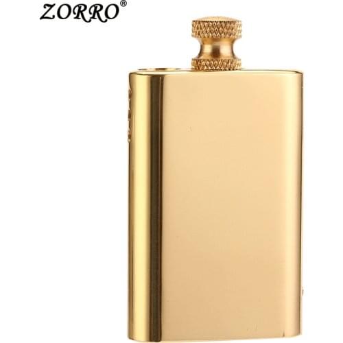 New Zorro Retro Permanent Matches Lighter Windproof Pure Brass Kerosene Oil Flint Lighter Cigarette Pipe Lighter Gadgets for Men